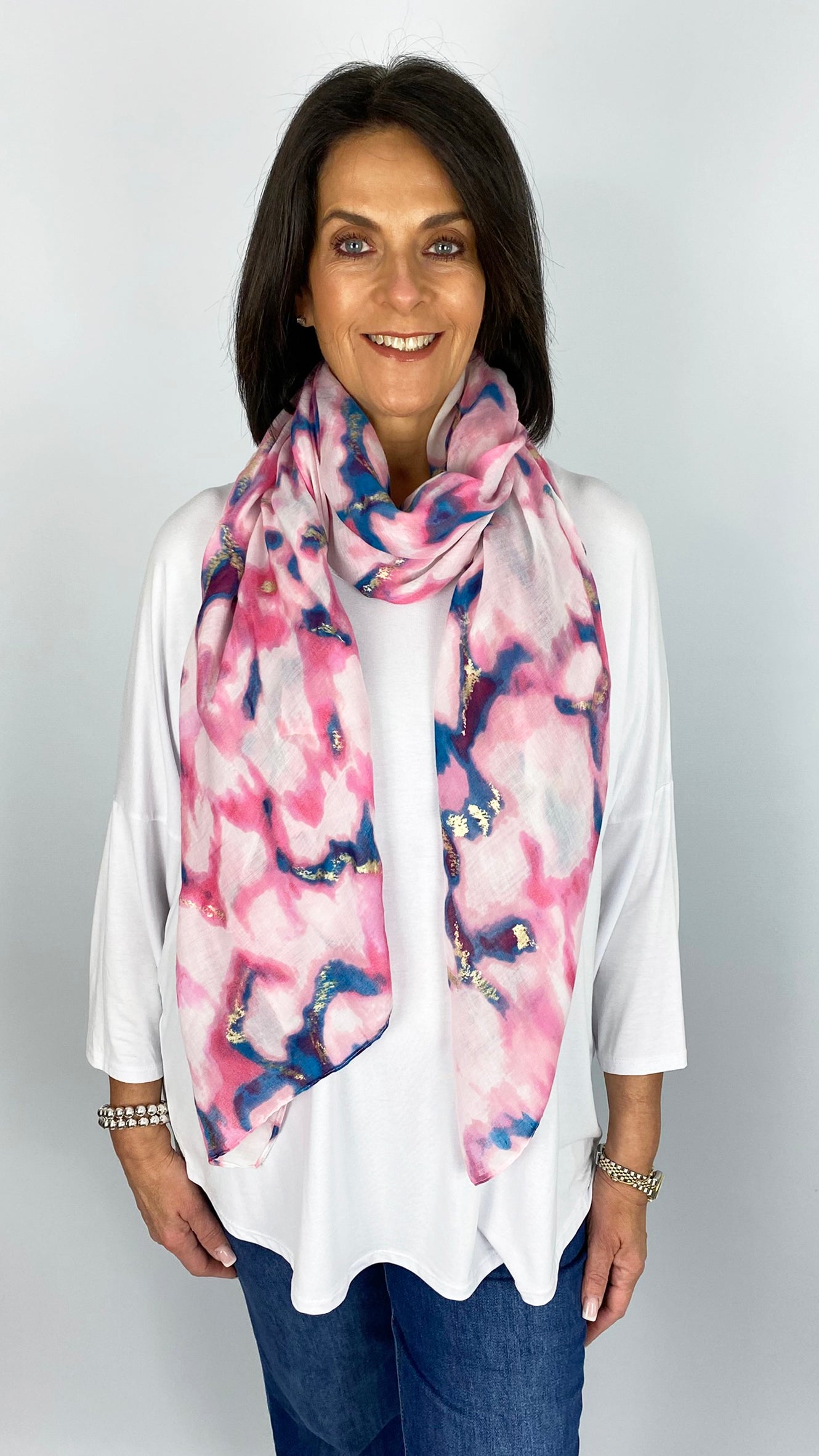 Marble print gold foil detail scarf | 3 Colours