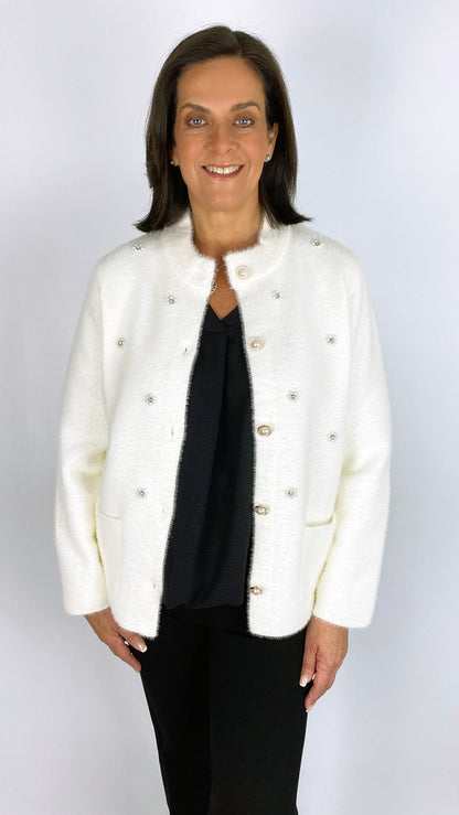 Embellished brushed knit jacket | 2 colours