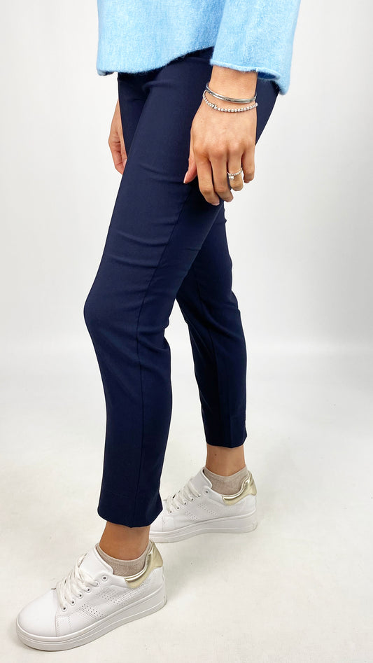 Pull-on ankle grazer slim leg stretch trouser (Navy) - last 1s