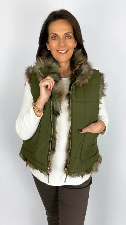 Luxe faux fur & nylon reversible gilet | 2 Sizes | 2 Colours | by Malissa J