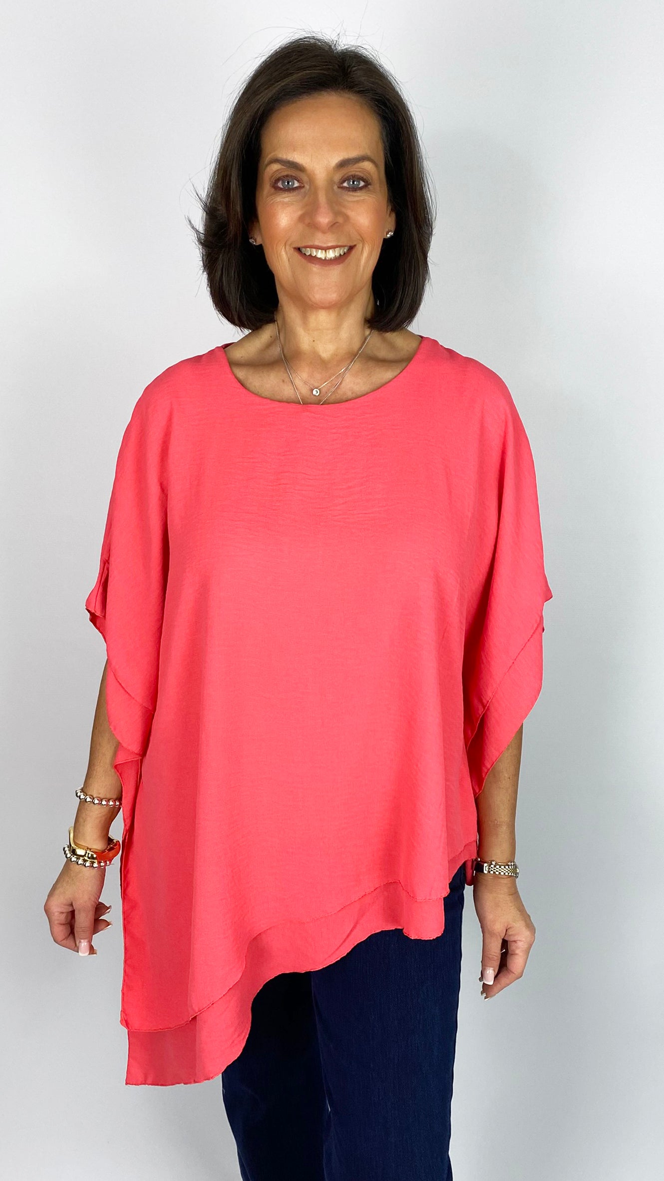 Crepe feel asymmetric top | 7 Colours