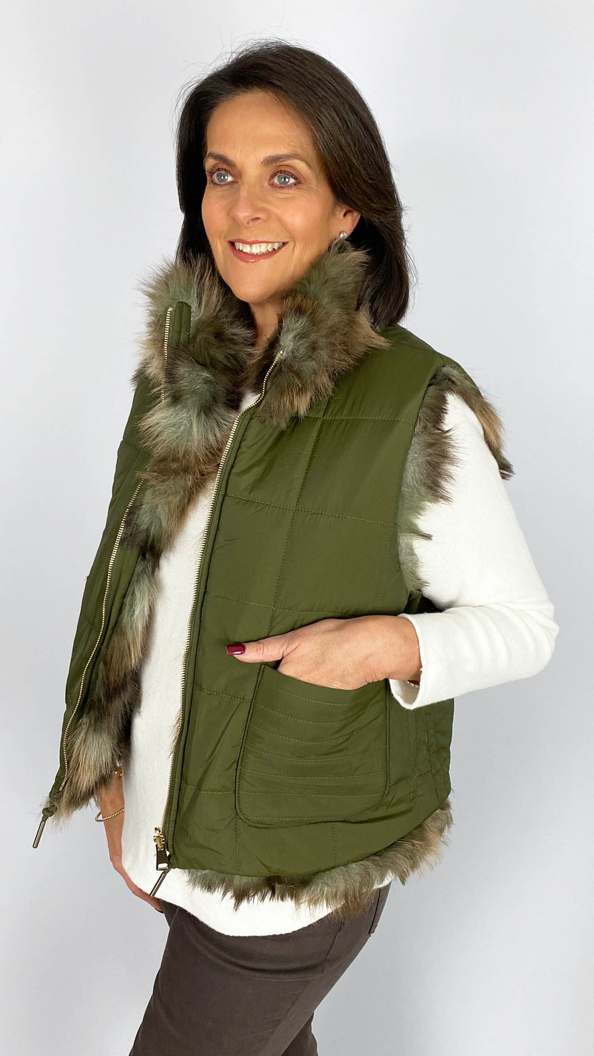 Luxe faux fur & nylon reversible gilet | 2 Sizes | 2 Colours | by Malissa J