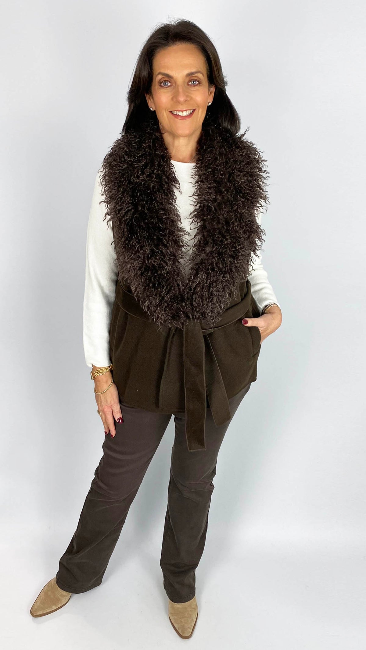 Faux mongolian fur trimmed gilet | 3 Colours | by Malissa J