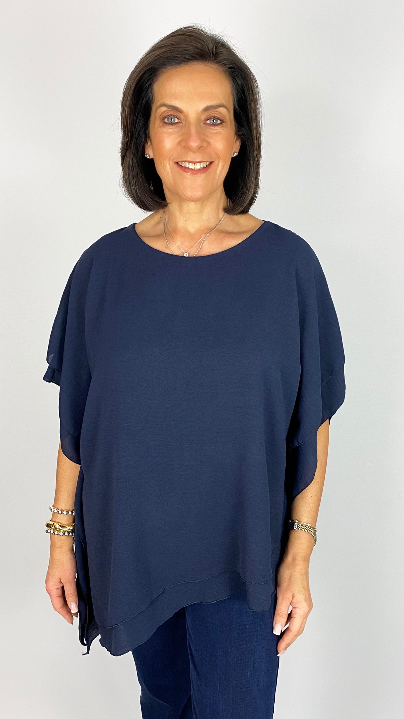 Crepe feel asymmetric top | 7 Colours