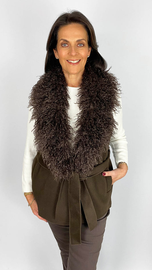 Faux mongolian fur trimmed gilet | 3 Colours | by Malissa J