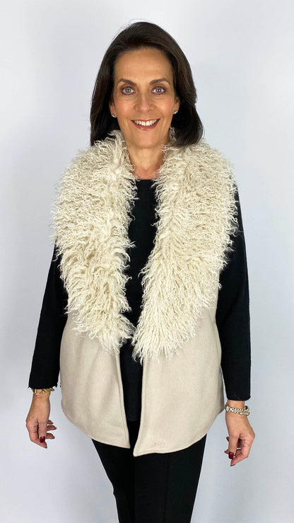 Faux mongolian fur trimmed gilet | 3 Colours | by Malissa J