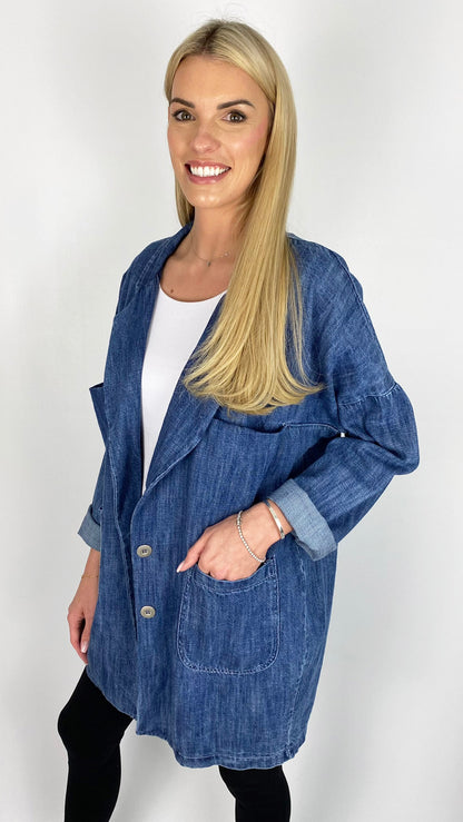 Denim artist blazer (Blue) - last 1