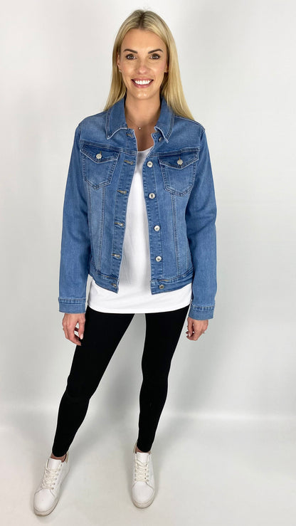 Stretch denim jacket (Blue)