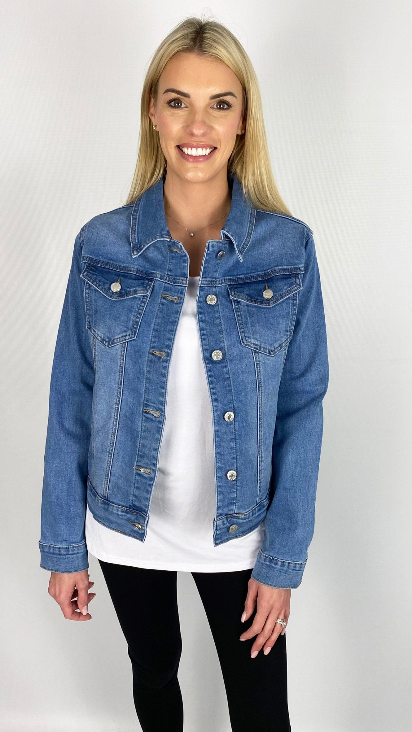 Stretch denim jacket (Blue)