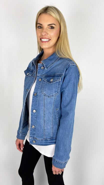 Stretch denim jacket (Blue)