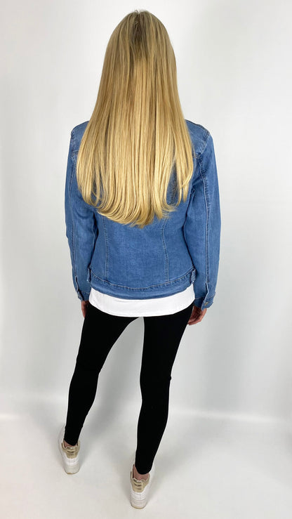 Stretch denim jacket (Blue)