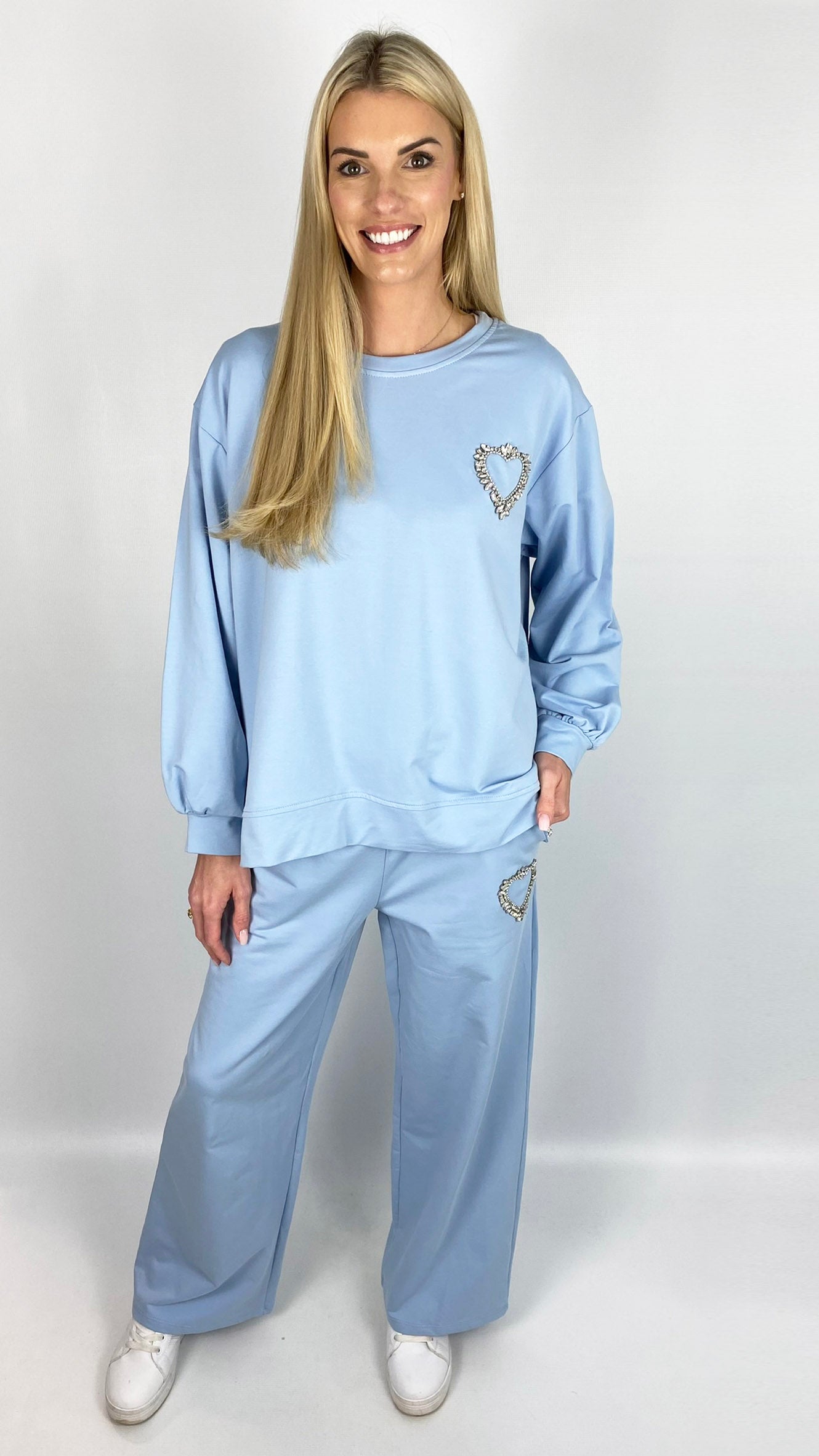 Diamante heart detail cotton top (2 Colours) - last 1