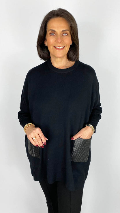 Woven 2-pocket oversized jumper | 2 Colours