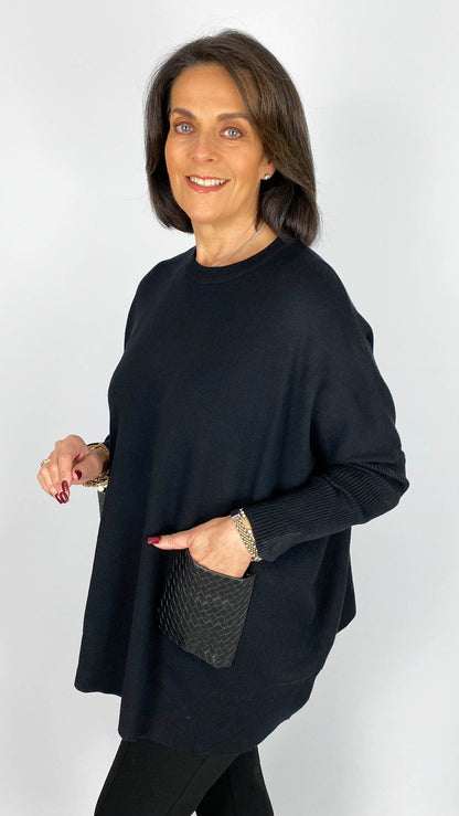 Woven 2-pocket oversized jumper | 2 Colours