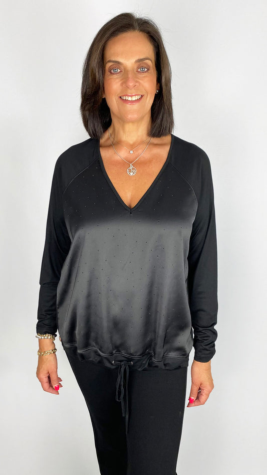 Studded v-neck drawstring top | 3 Colours | by Malissa J