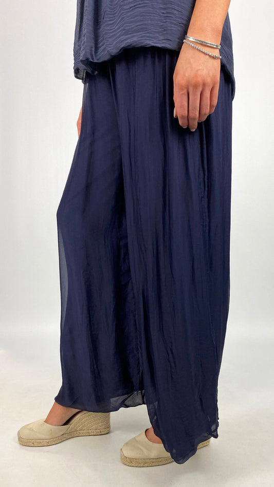 Silk wide-leg lined trouser (4 Colours, 2 sizes)