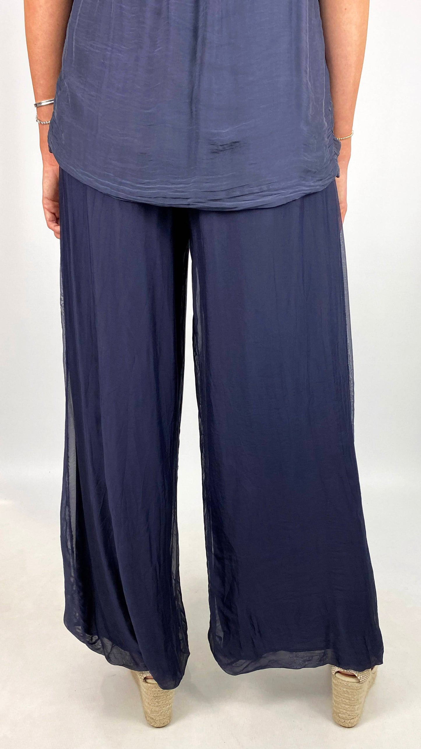 Silk wide-leg lined trouser (4 Colours, 2 sizes)