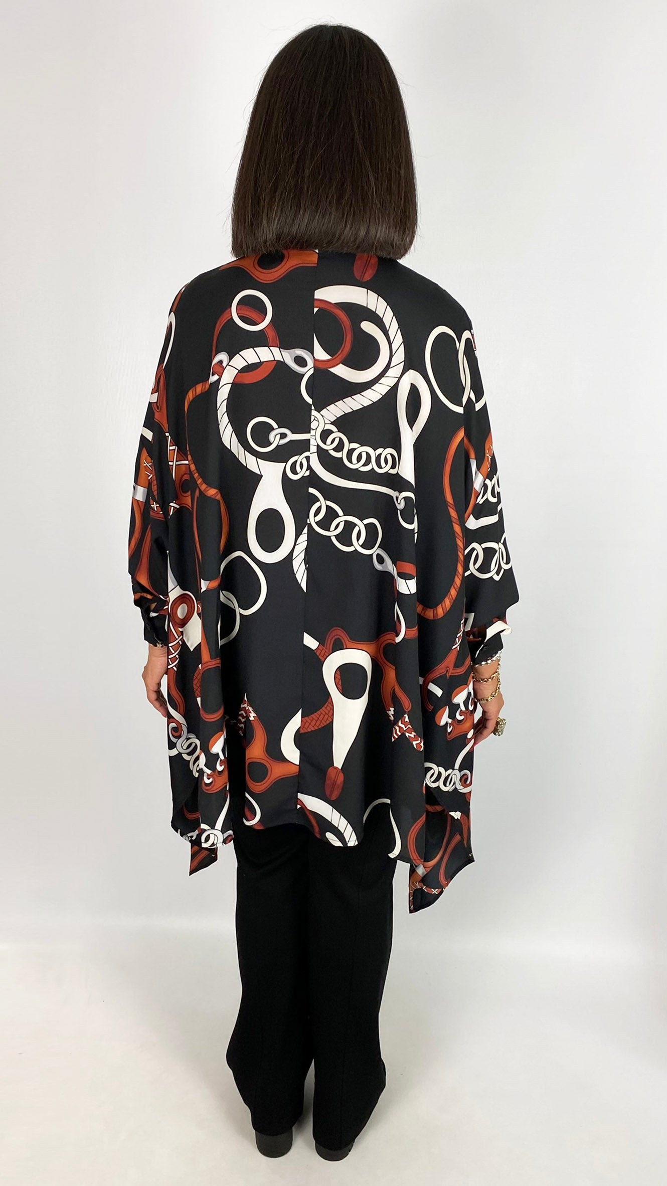 Chain print dipped side oversized shirt | by Malissa J