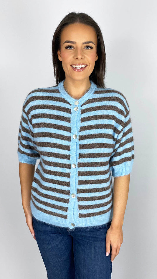 Stripe short sleeve cardigan | 3 Colours