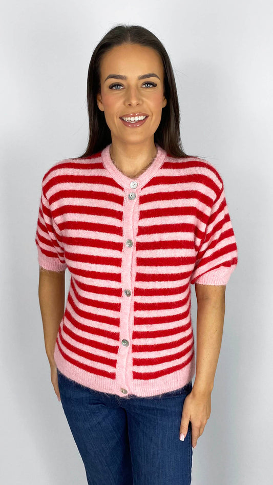 Stripe short sleeve cardigan | 3 Colours