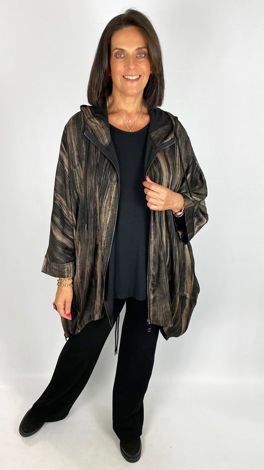 Drawstring hem hooded zip-up jacket | Bronze | by Malissa J