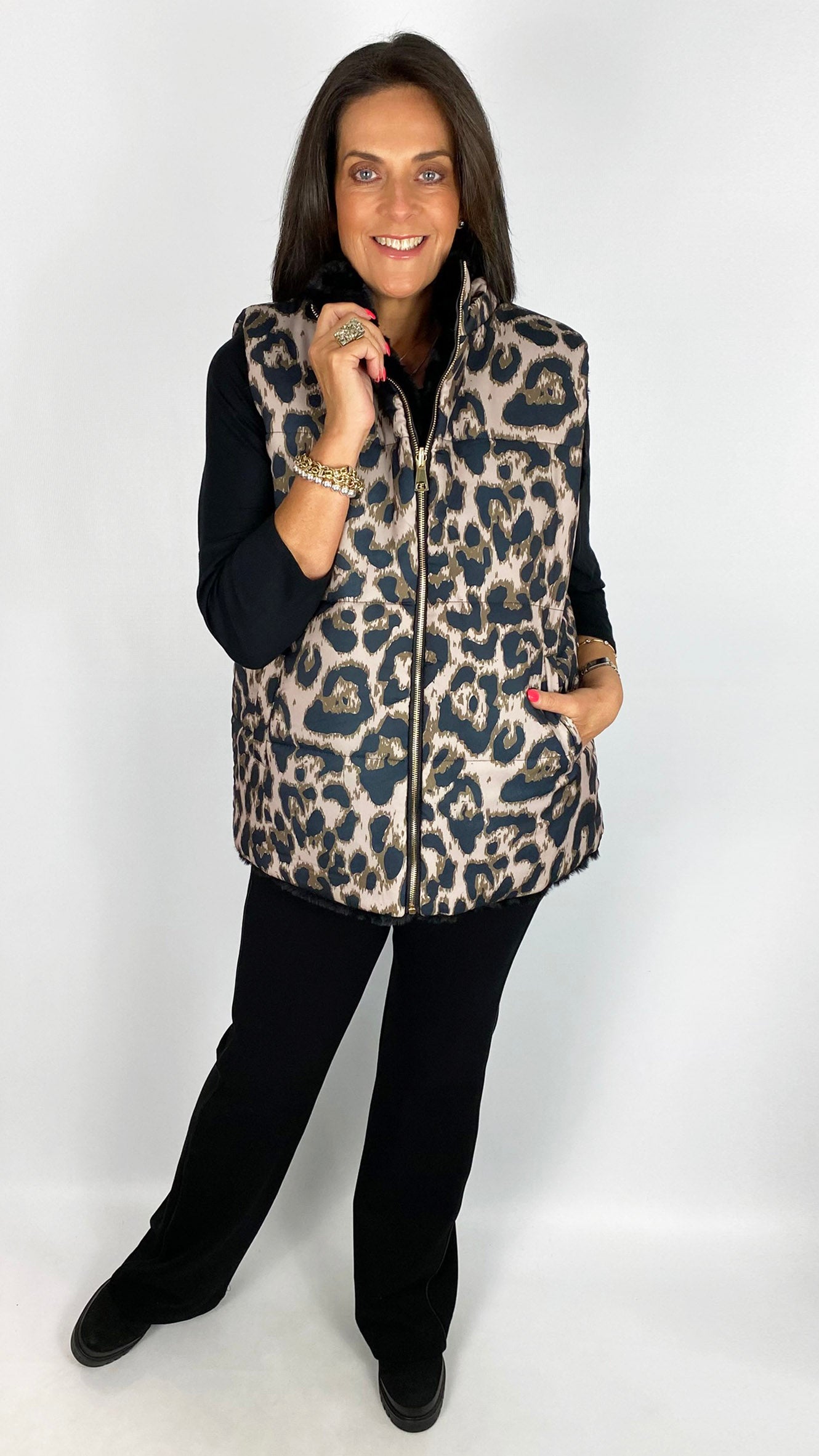 Reversible printed & faux fur gilet | 2 Colours | by Malissa J
