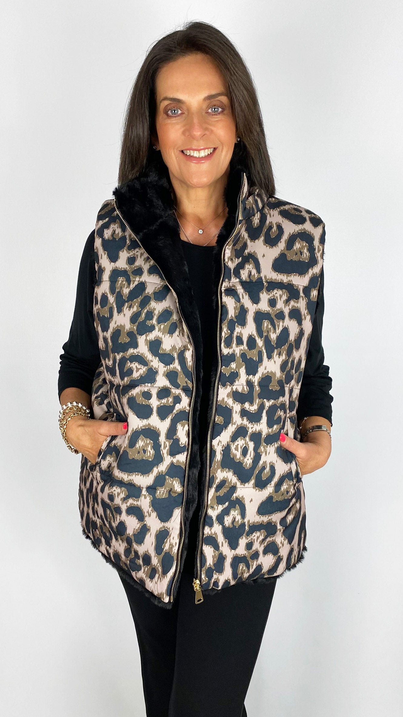 Reversible printed & faux fur gilet | 2 Colours | by Malissa J