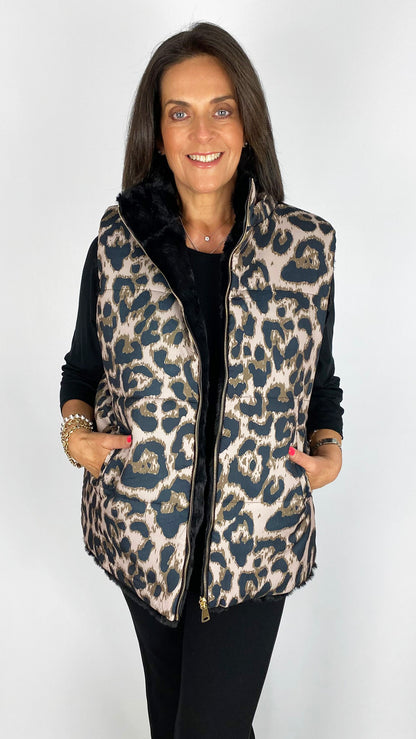 Reversible printed & faux fur gilet | 2 Colours | by Malissa J