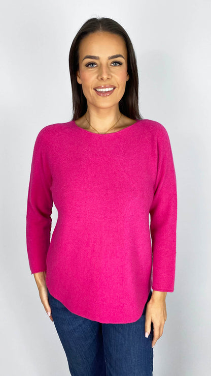 Essential curved hem slash neck jumper | 8 Colours