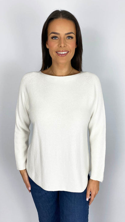 Essential curved hem slash neck jumper | 8 Colours