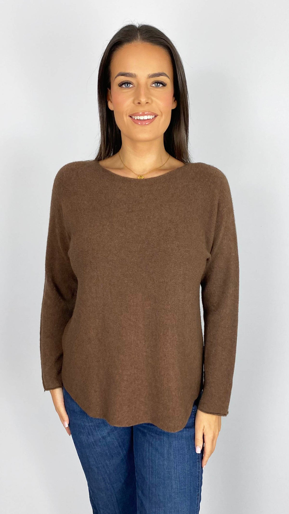 Essential curved hem slash neck jumper | 8 Colours