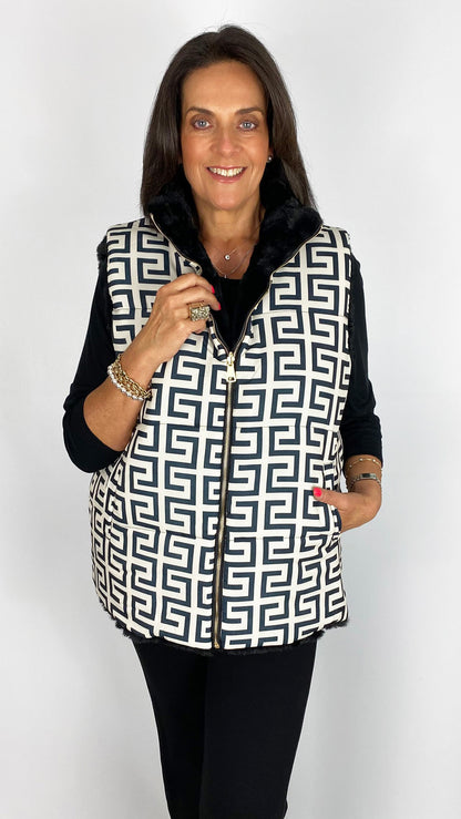 Reversible printed & faux fur gilet | 2 Colours | by Malissa J