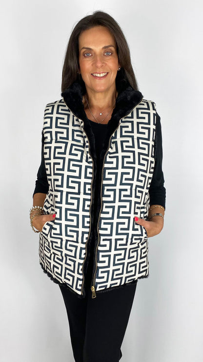 Reversible printed & faux fur gilet | 2 Colours | by Malissa J
