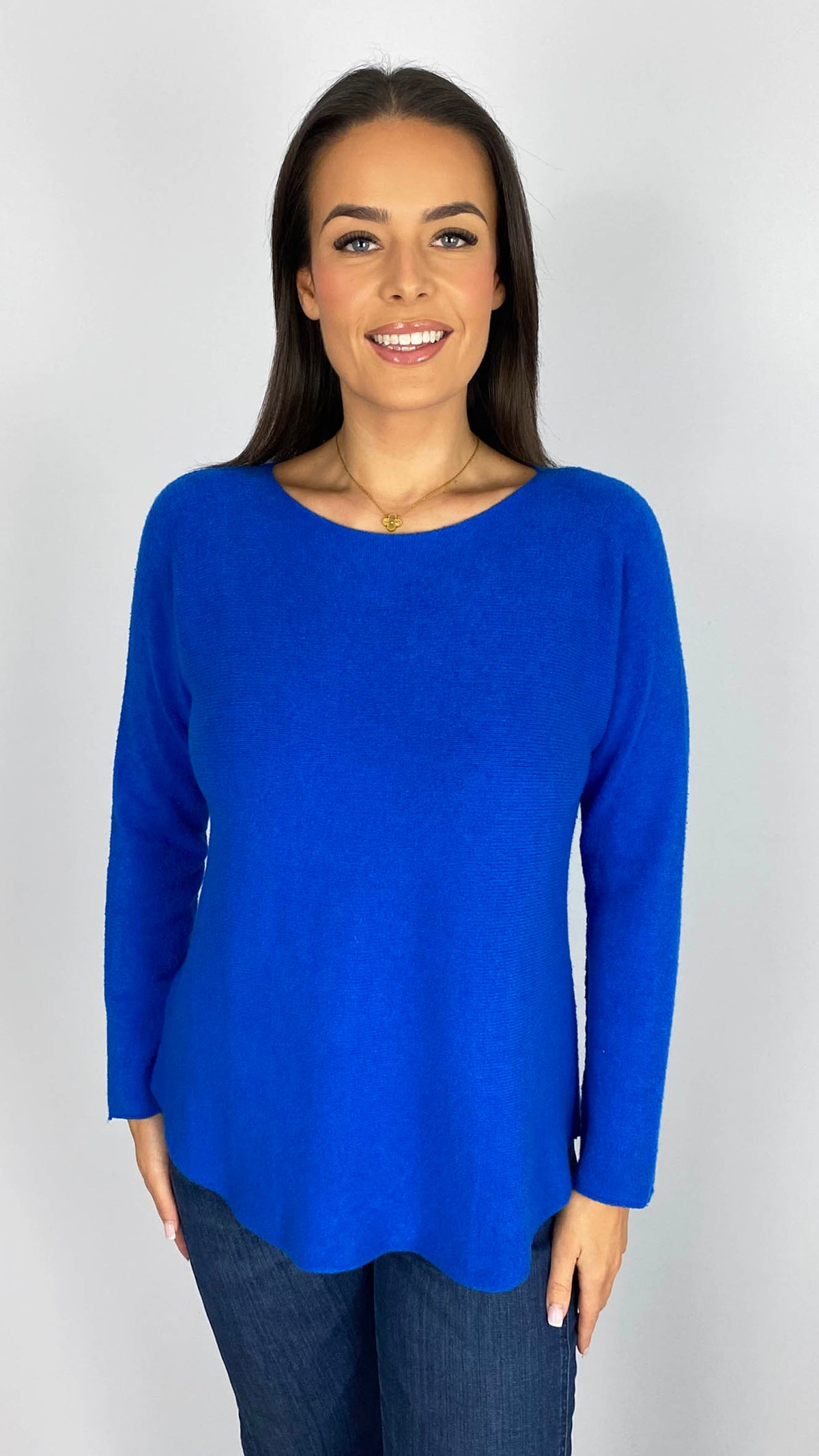 Essential curved hem slash neck jumper | 8 Colours