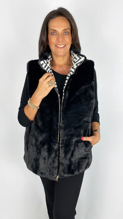 Reversible printed & faux fur gilet | 2 Colours | by Malissa J