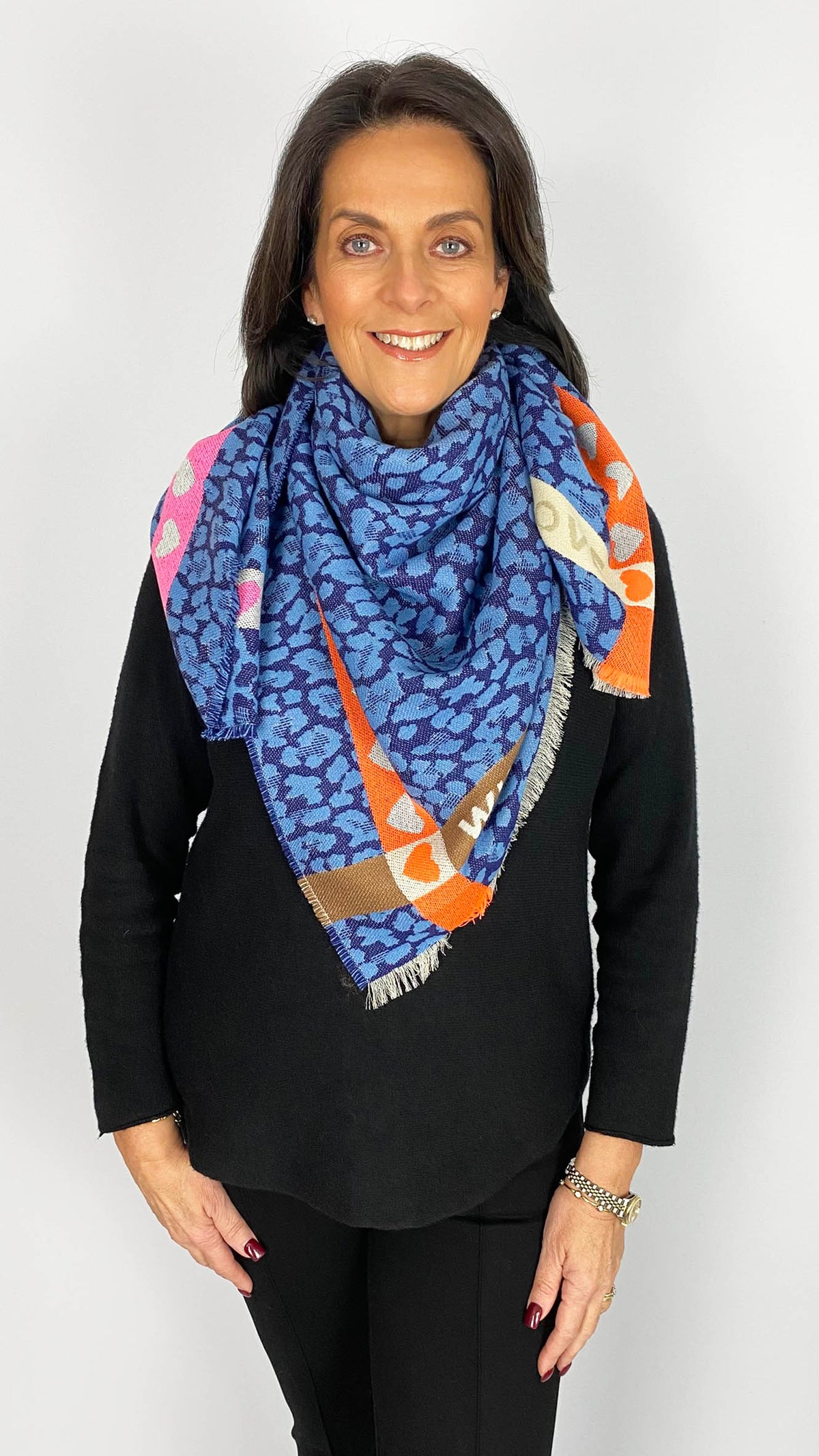 'Wild Love' animal print square cut scarf | 2 Colours