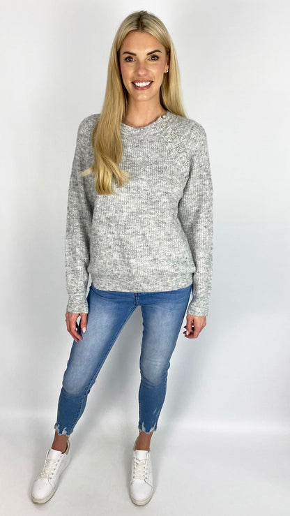 Crystal button detail jumper (3 Colours) - last 1s