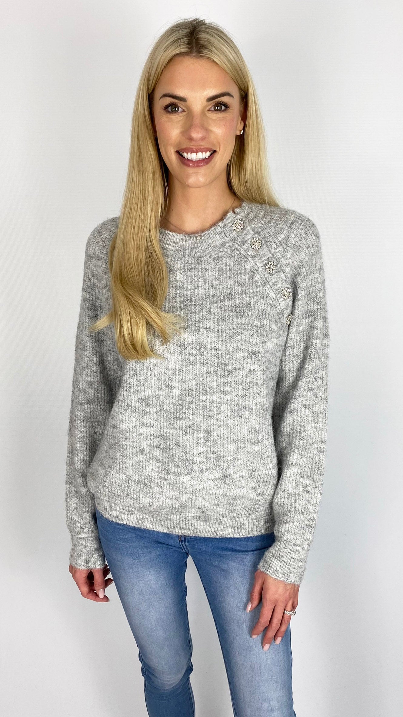 Crystal button detail jumper (3 Colours) - last 1s