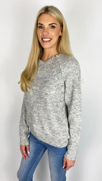 Crystal button detail jumper (3 Colours) - last 1s