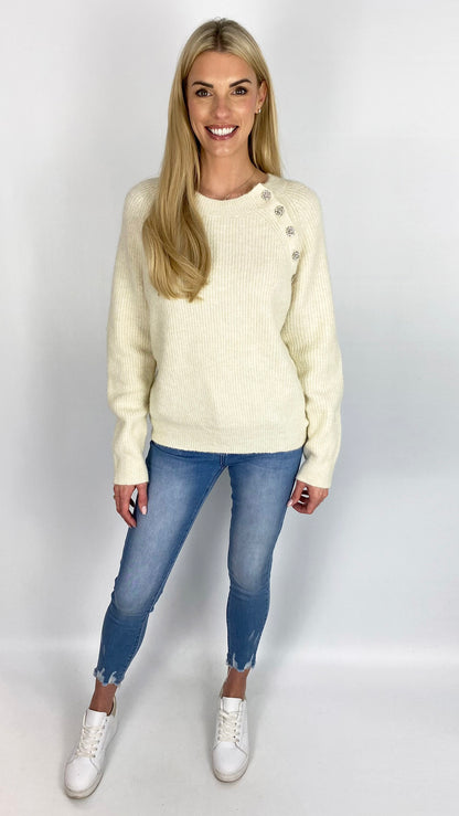 Crystal button detail jumper (3 Colours) - last 1s