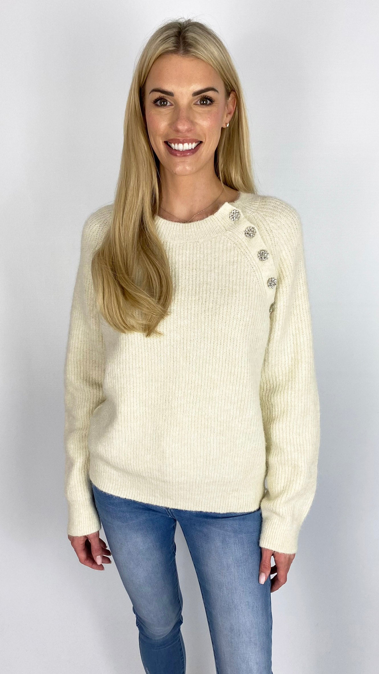 Crystal button detail jumper (3 Colours) - last 1s