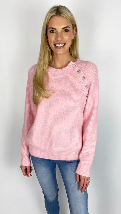 Crystal button detail jumper (3 Colours) - last 1s