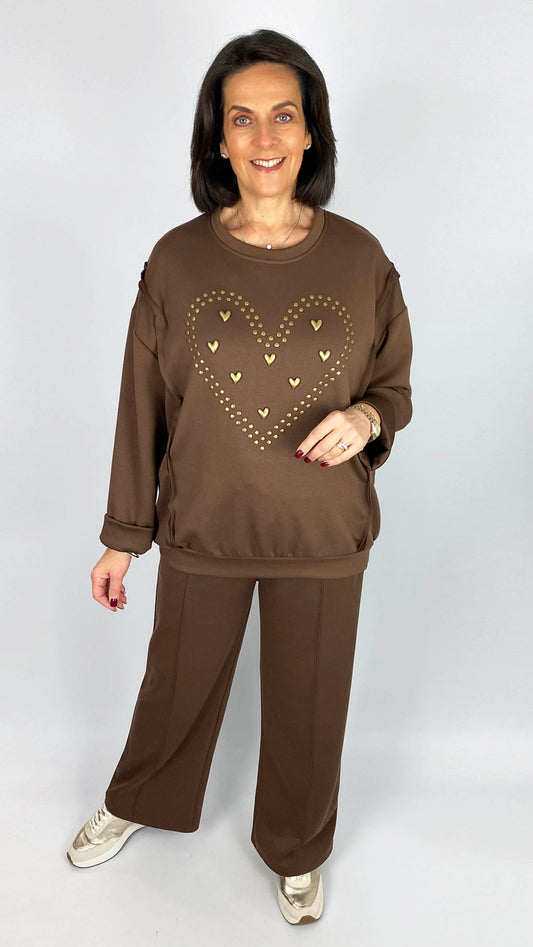 Exposed seam studded heart sweatshirt | 6 Colours