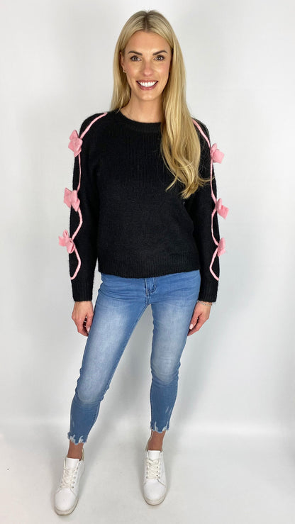 3D bow detail jumper (3 Colours) - last 1s