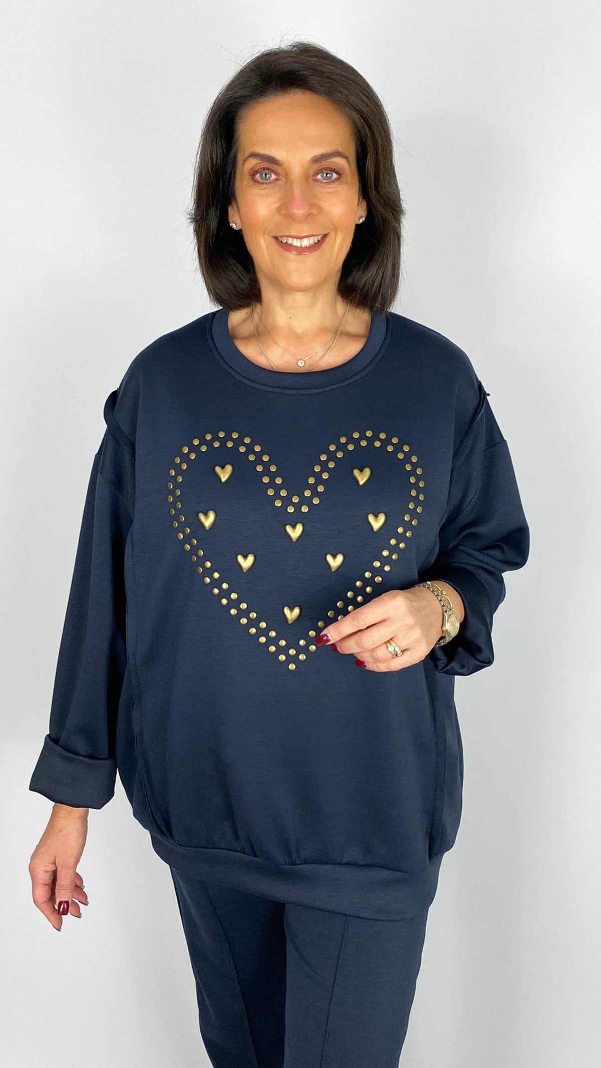 Exposed seam studded heart sweatshirt | 6 Colours