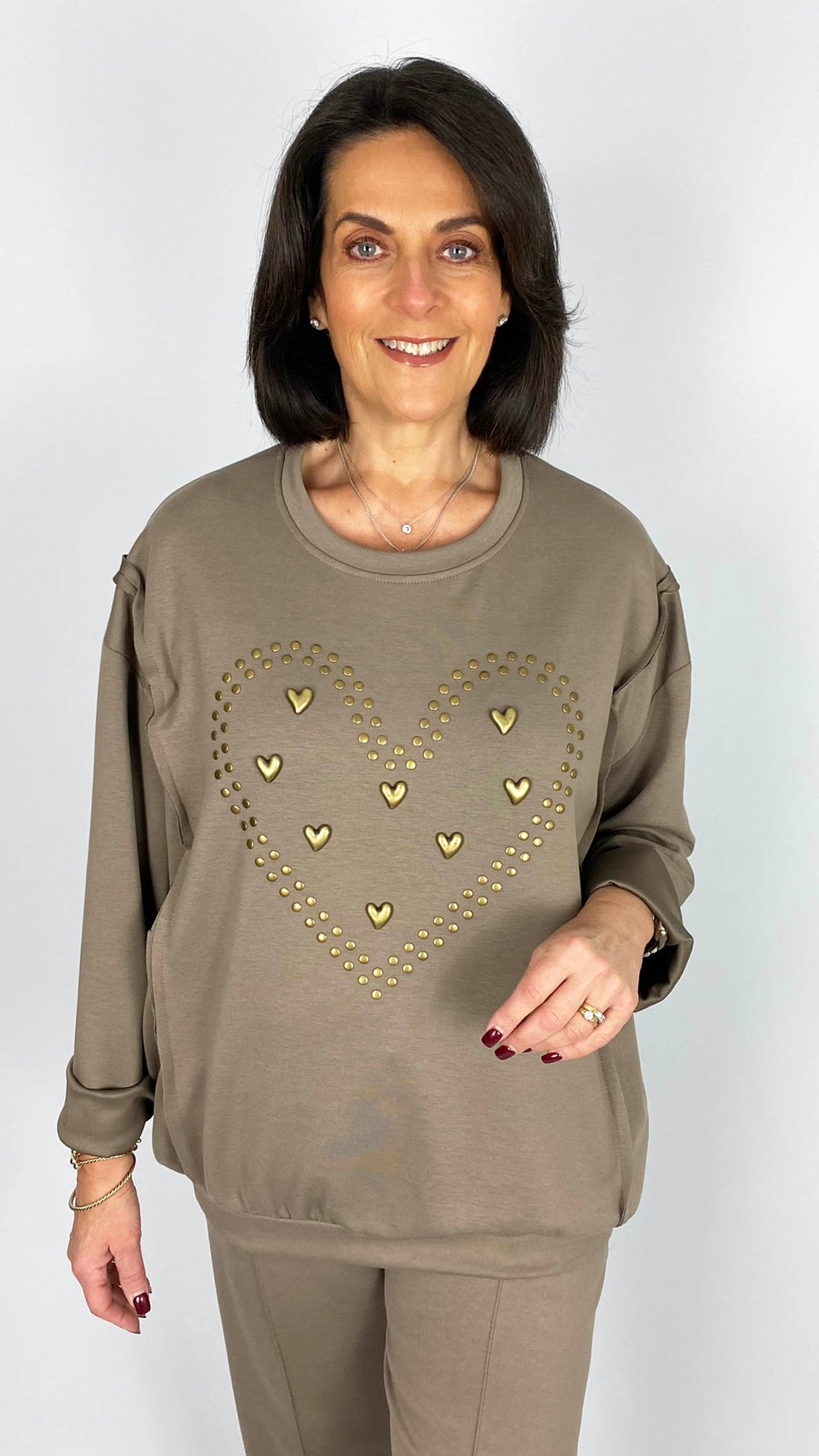 Exposed seam studded heart sweatshirt | 6 Colours