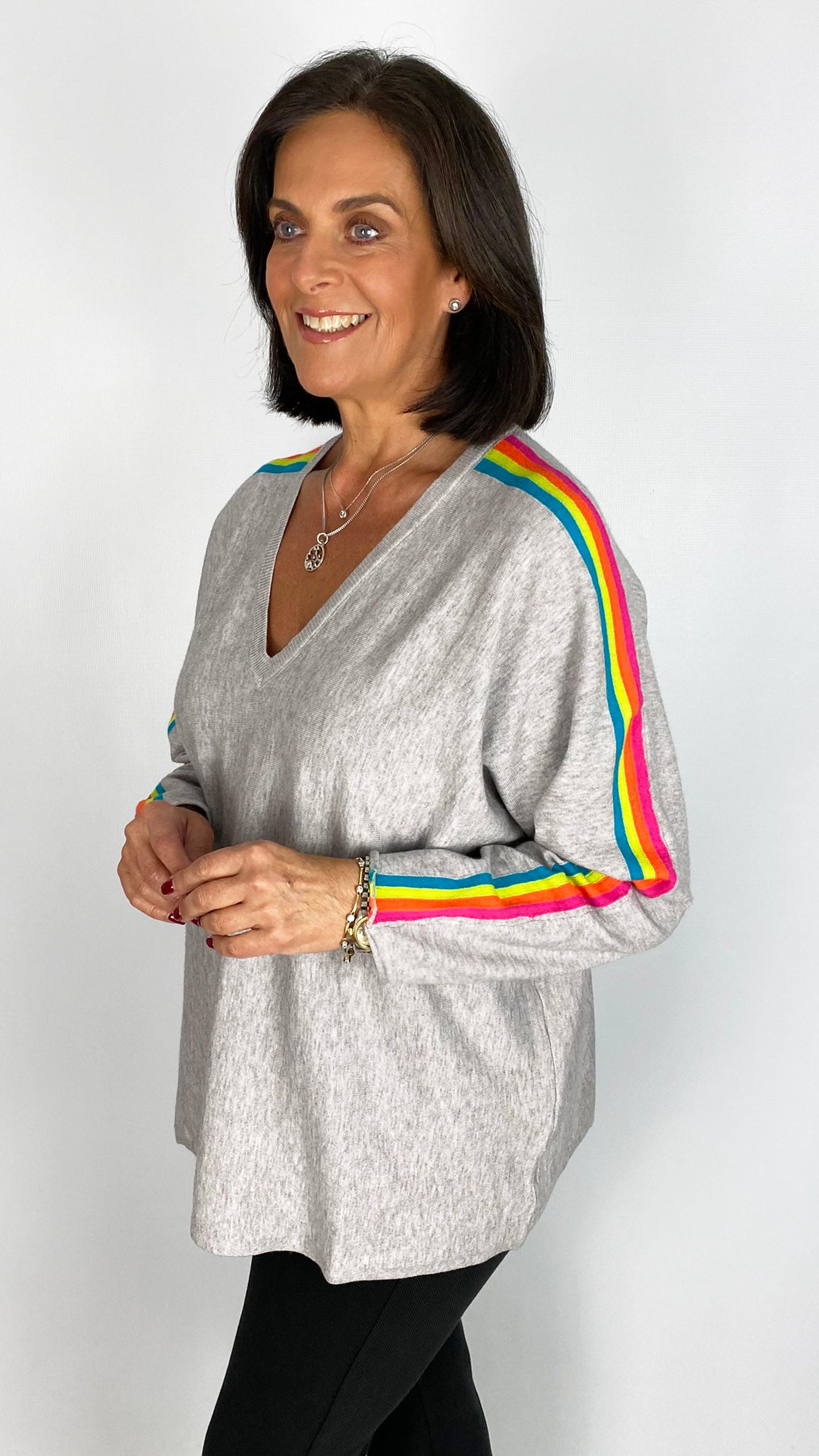 Neon stripe v-neck jumper | 5 Colours