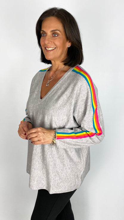 Neon stripe v-neck jumper | 5 Colours