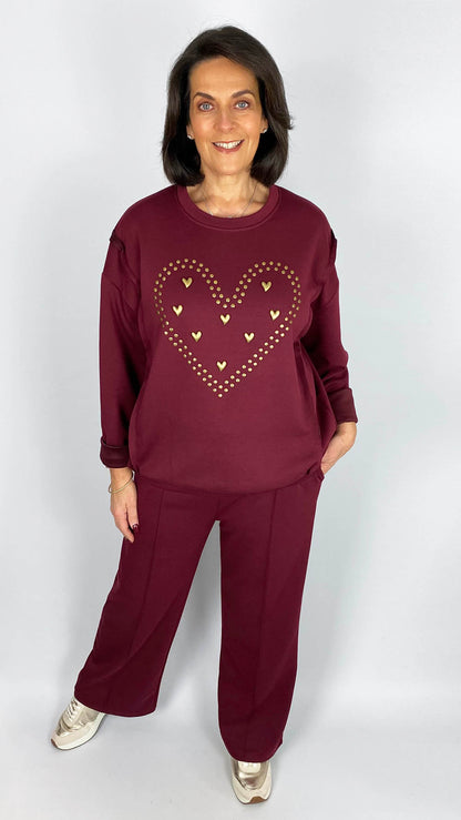 Exposed seam studded heart sweatshirt | 6 Colours