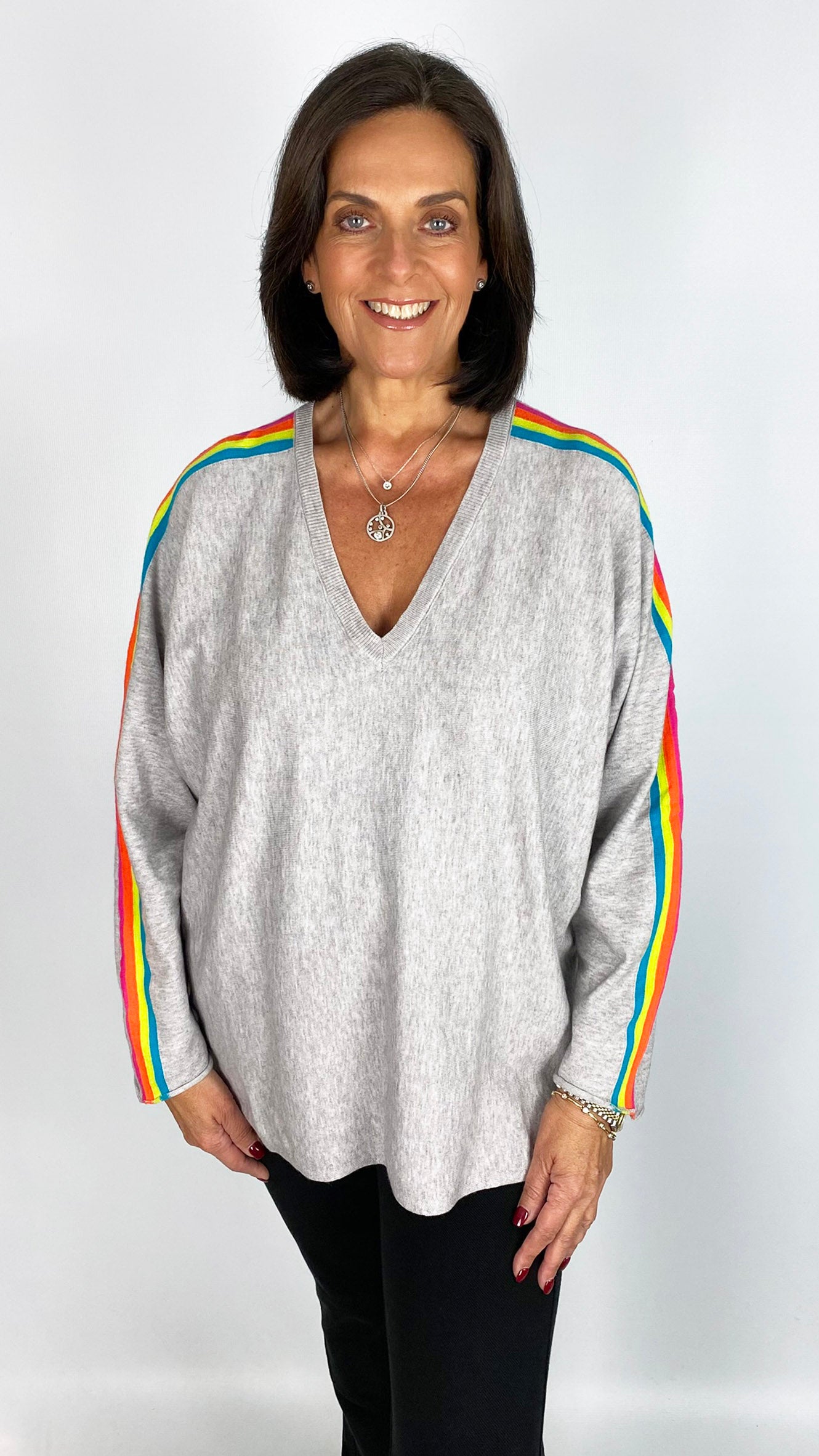 Neon stripe v-neck jumper | 5 Colours